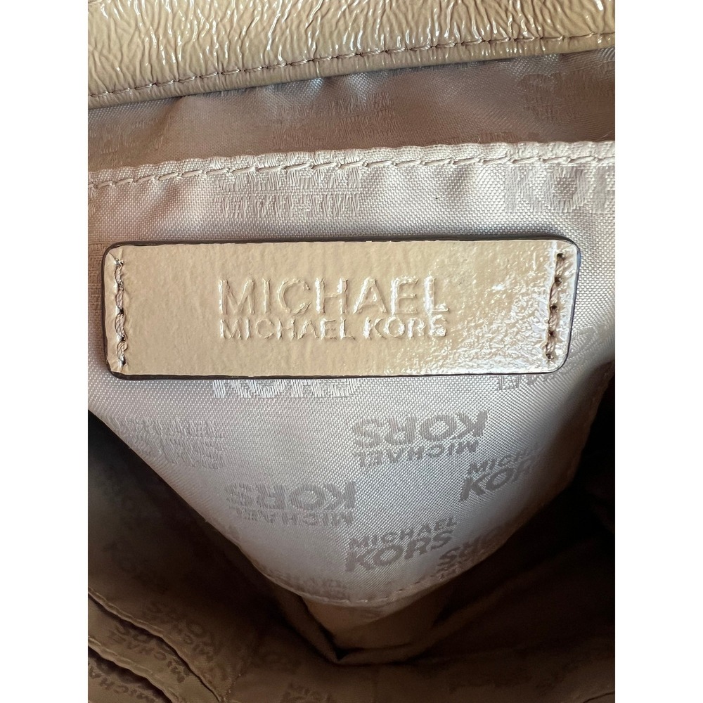 Michael Kors Gold Metallic Patent Shoulder Bag Clutch Purse Y2K Evening - Picture 6 of 13